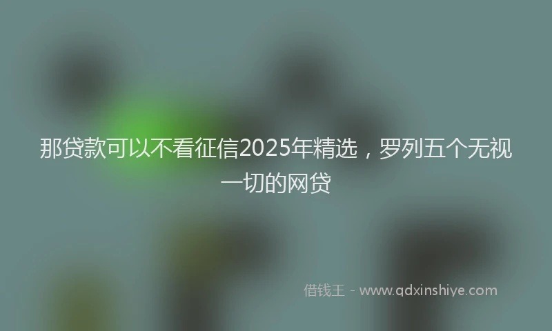 那贷款可以不看征信2025年精选，罗列五个无视一切的网贷