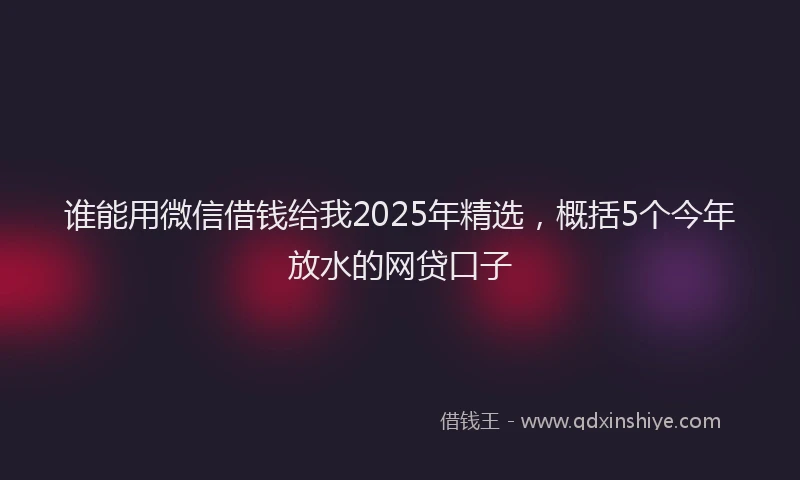 谁能用微信借钱给我2025年精选，概括5个今年放水的网贷口子