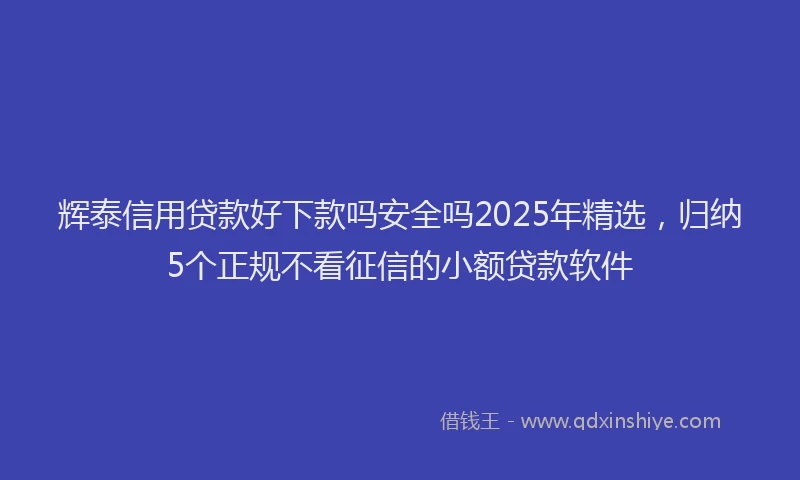 辉泰信用贷款好下款吗安全吗2025年精选，归纳5个正规不看征信的小额贷款软件