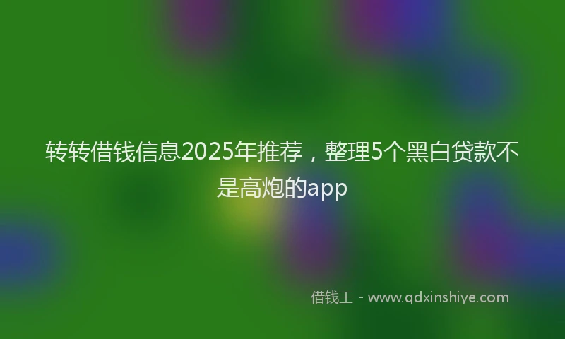 转转借钱信息2025年推荐，整理5个黑白贷款不是高炮的app
