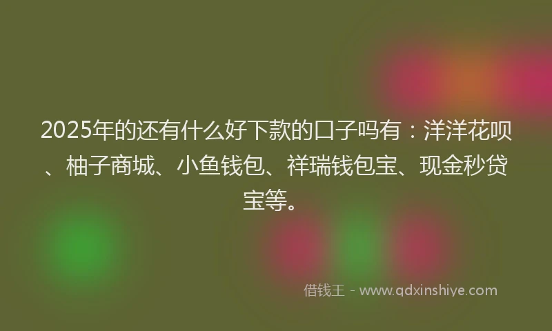 2025年的还有什么好下款的口子吗有：洋洋花呗、柚子商城、小鱼钱包、祥瑞钱包宝、现金秒贷宝等。