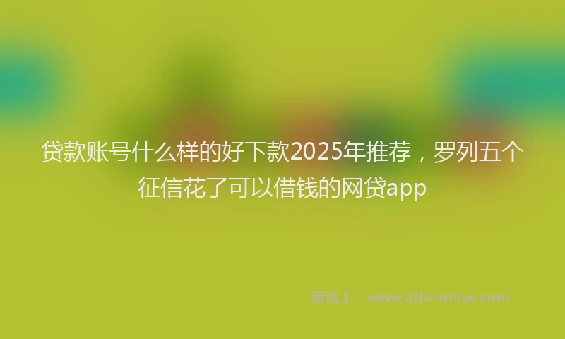 贷款账号什么样的好下款2025年推荐，罗列五个征信花了可以借钱的网贷app