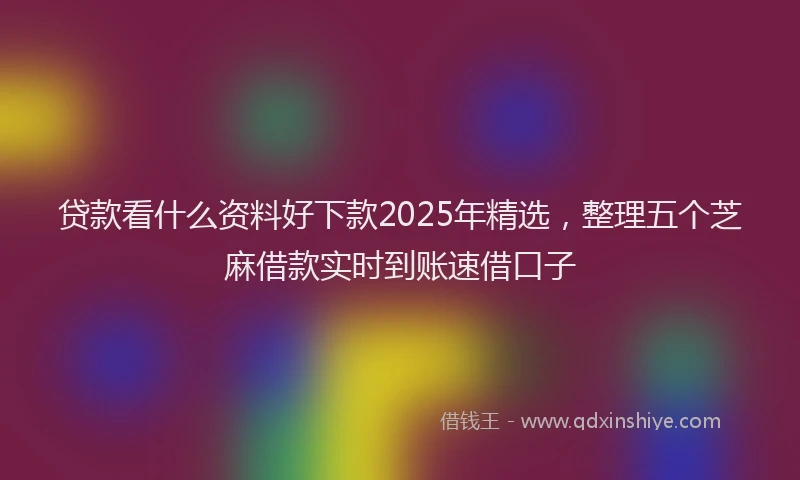 贷款看什么资料好下款2025年精选，整理五个芝麻借款实时到账速借口子