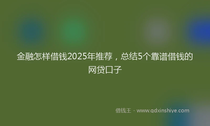 金融怎样借钱2025年推荐，总结5个靠谱借钱的网贷口子