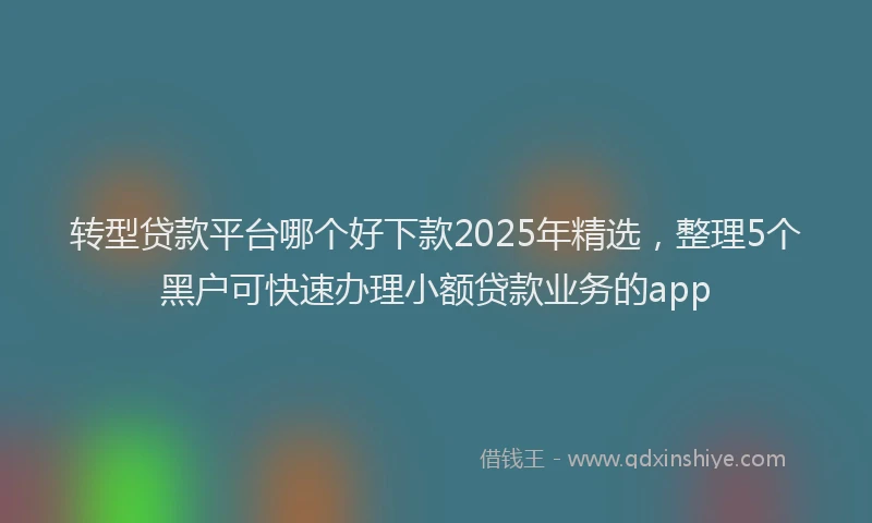 转型贷款平台哪个好下款2025年精选，整理5个黑户可快速办理小额贷款业务的app