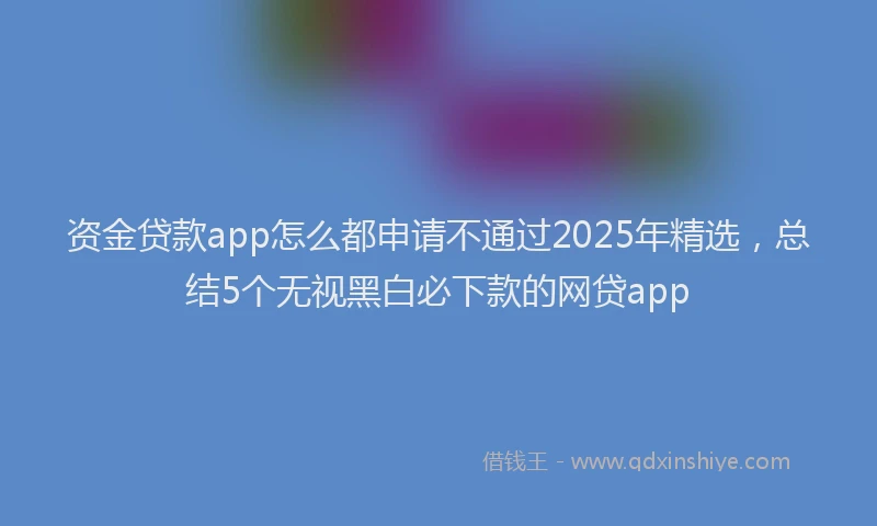 资金贷款app怎么都申请不通过2025年精选，总结5个无视黑白必下款的网贷app