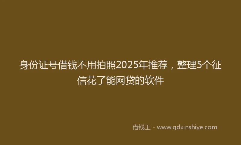 身份证号借钱不用拍照2025年推荐，整理5个征信花了能网贷的软件