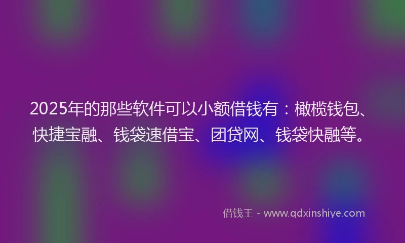 2025年的那些软件可以小额借钱有：橄榄钱包、快捷宝融、钱袋速借宝、团贷网、钱袋快融等。