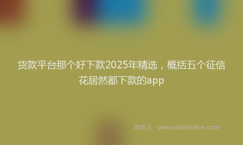 货款平台那个好下款2025年精选，概括五个征信花居然都下款的app