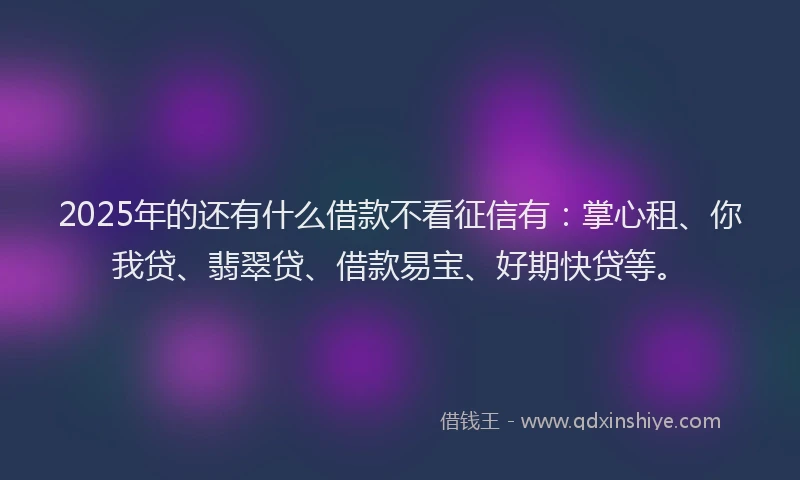 2025年的还有什么借款不看征信有：掌心租、你我贷、翡翠贷、借款易宝、好期快贷等。