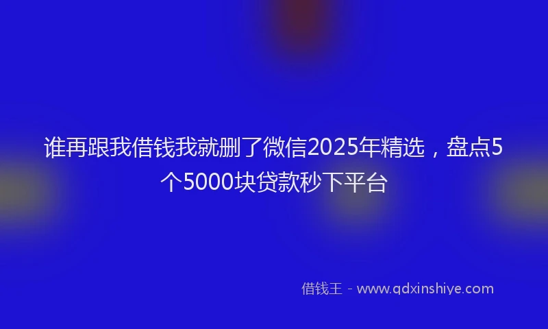 谁再跟我借钱我就删了微信2025年精选，盘点5个5000块贷款秒下平台