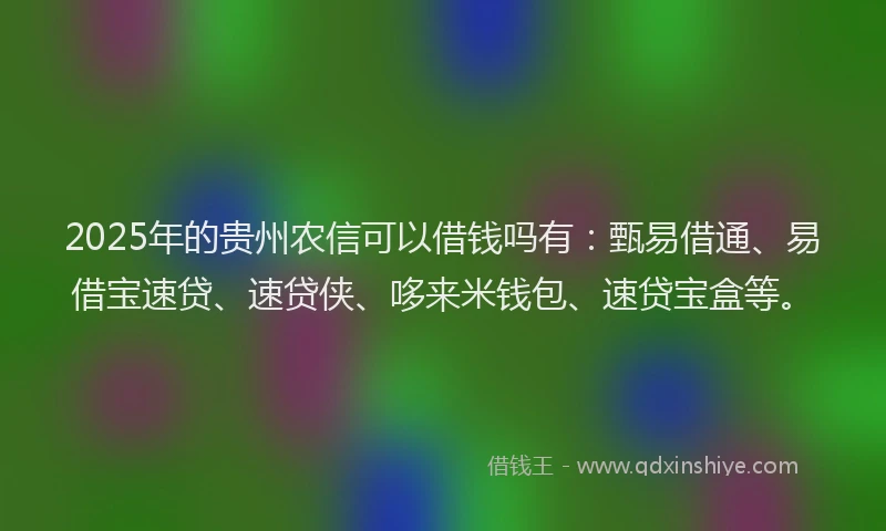 2025年的贵州农信可以借钱吗有：甄易借通、易借宝速贷、速贷侠、哆来米钱包、速贷宝盒等。