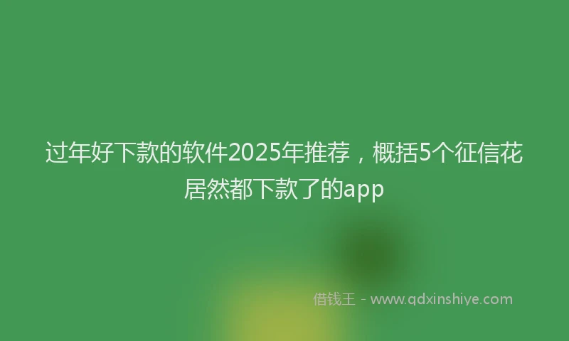 过年好下款的软件2025年推荐，概括5个征信花居然都下款了的app
