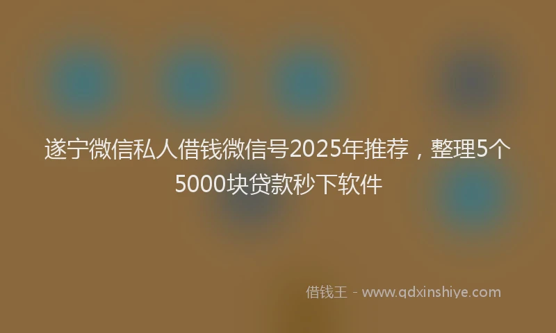 遂宁微信私人借钱微信号2025年推荐，整理5个5000块贷款秒下软件
