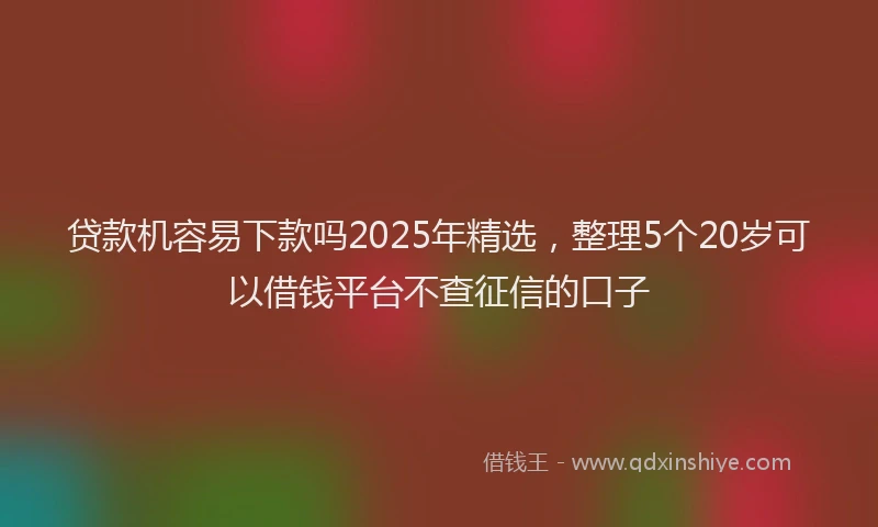 贷款机容易下款吗2025年精选，整理5个20岁可以借钱平台不查征信的口子