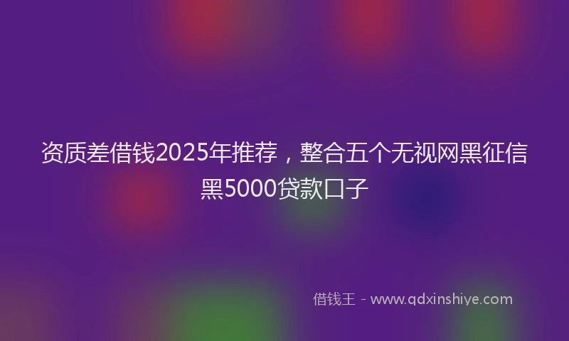 资质差借钱2025年推荐，整合五个无视网黑征信黑5000贷款口子