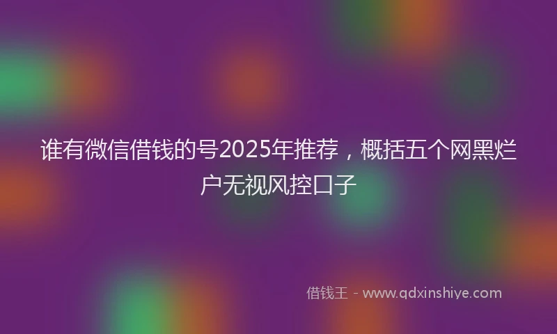 谁有微信借钱的号2025年推荐，概括五个网黑烂户无视风控口子