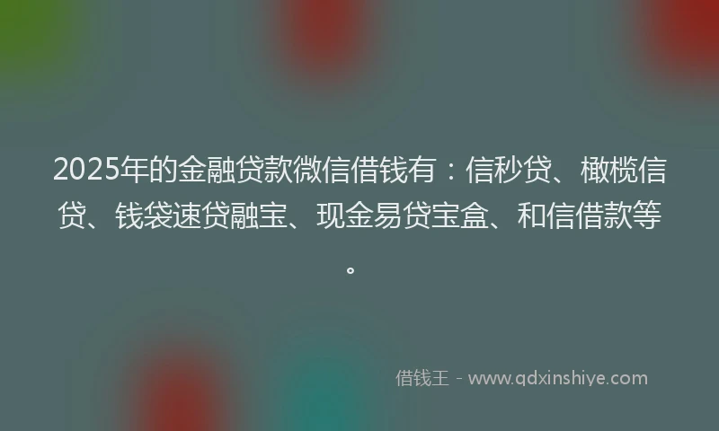 2025年的金融贷款微信借钱有：信秒贷、橄榄信贷、钱袋速贷融宝、现金易贷宝盒、和信借款等。