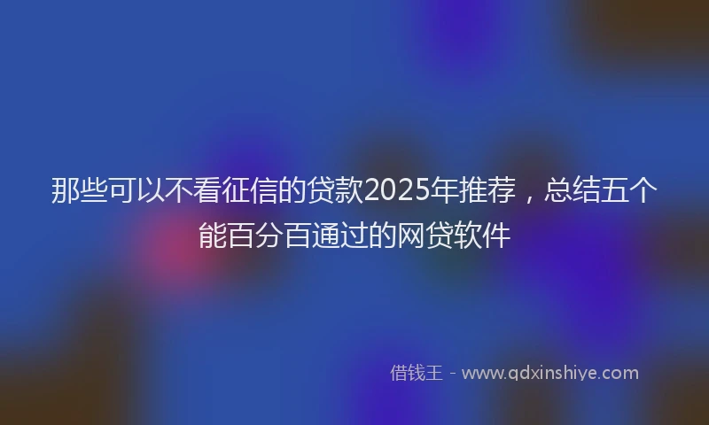 那些可以不看征信的贷款2025年推荐，总结五个能百分百通过的网贷软件