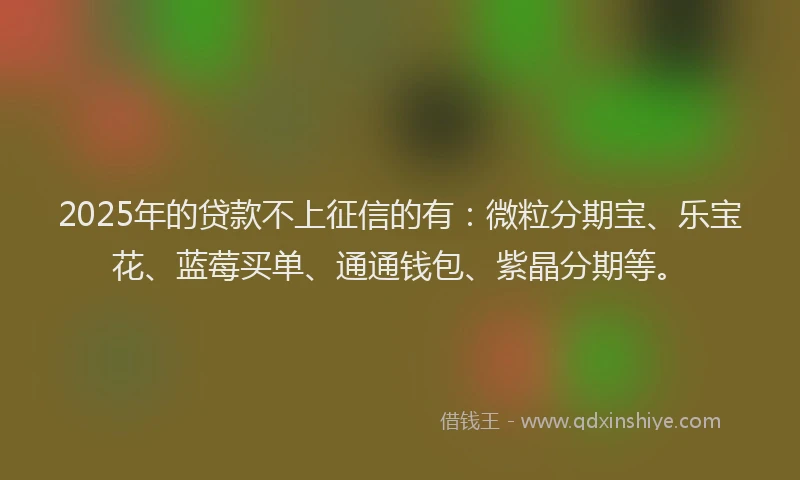 2025年的贷款不上征信的有：微粒分期宝、乐宝花、蓝莓买单、通通钱包、紫晶分期等。
