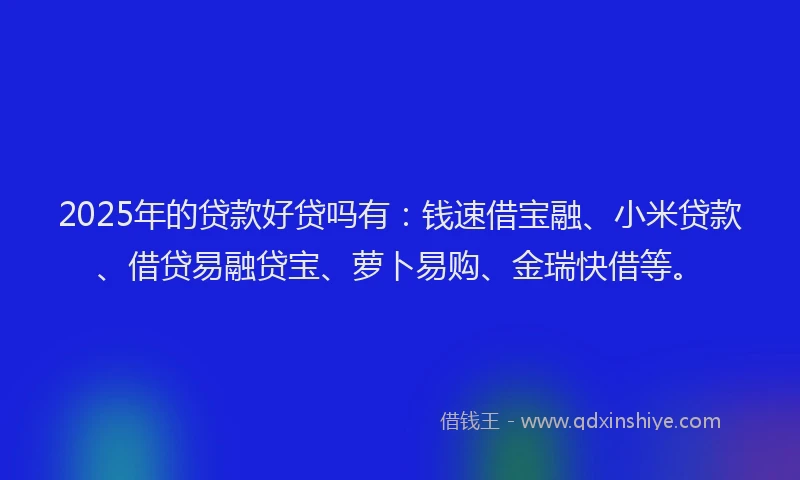 2025年的贷款好贷吗有：钱速借宝融、小米贷款、借贷易融贷宝、萝卜易购、金瑞快借等。