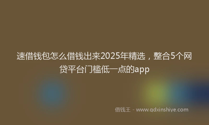 速借钱包怎么借钱出来2025年精选，整合5个网贷平台门槛低一点的app