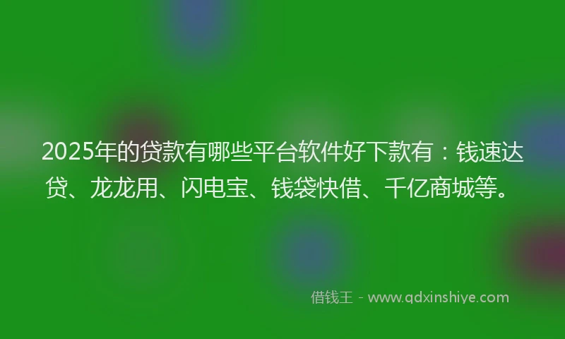 2025年的贷款有哪些平台软件好下款有：钱速达贷、龙龙用、闪电宝、钱袋快借、千亿商城等。