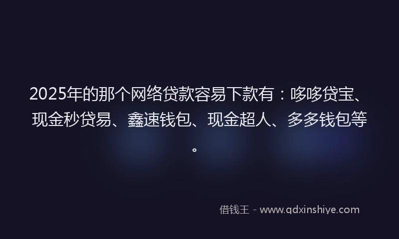 2025年的那个网络贷款容易下款有：哆哆贷宝、现金秒贷易、鑫速钱包、现金超人、多多钱包等。