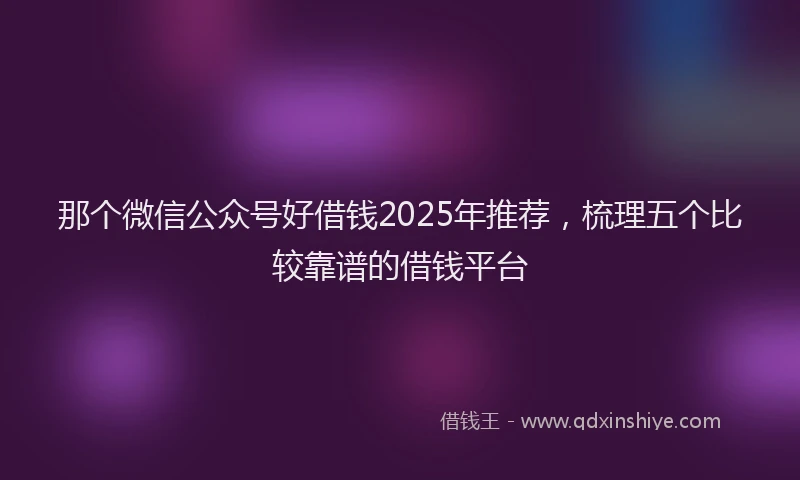 那个微信公众号好借钱2025年推荐，梳理五个比较靠谱的借钱平台