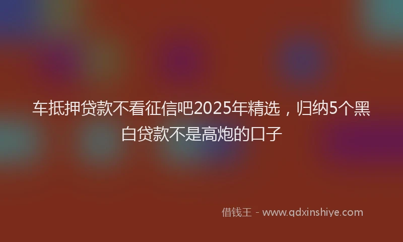 车抵押贷款不看征信吧2025年精选，归纳5个黑白贷款不是高炮的口子