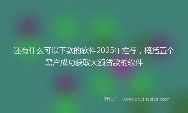 还有什么可以下款的软件2025年推荐，概括五个黑户成功获取大额贷款的软件