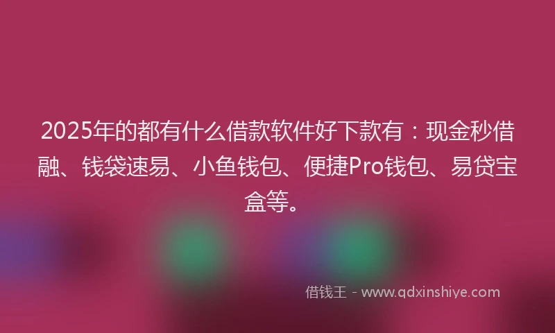 2025年的都有什么借款软件好下款有：现金秒借融、钱袋速易、小鱼钱包、便捷Pro钱包、易贷宝盒等。