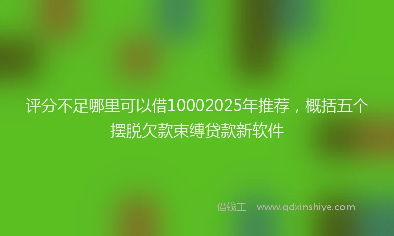 评分不足哪里可以借10002025年推荐，概括五个摆脱欠款束缚贷款新软件