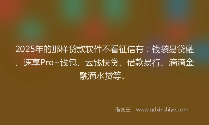 2025年的那样贷款软件不看征信有：钱袋易贷融、速享Pro+钱包、云钱快贷、借款易行、滴滴金融滴水贷等。
