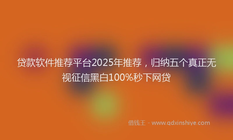 贷款软件推荐平台2025年推荐，归纳五个真正无视征信黑白100%秒下网贷