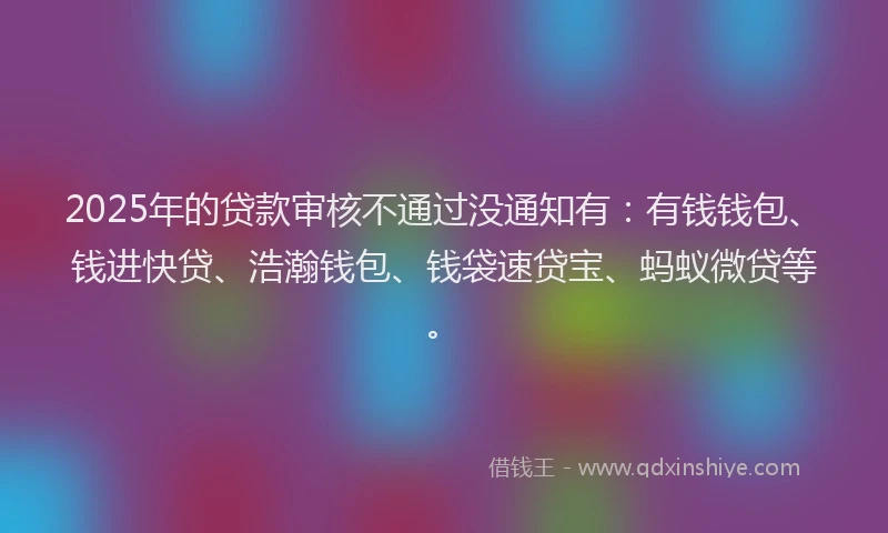 2025年的贷款审核不通过没通知有：有钱钱包、钱进快贷、浩瀚钱包、钱袋速贷宝、蚂蚁微贷等。