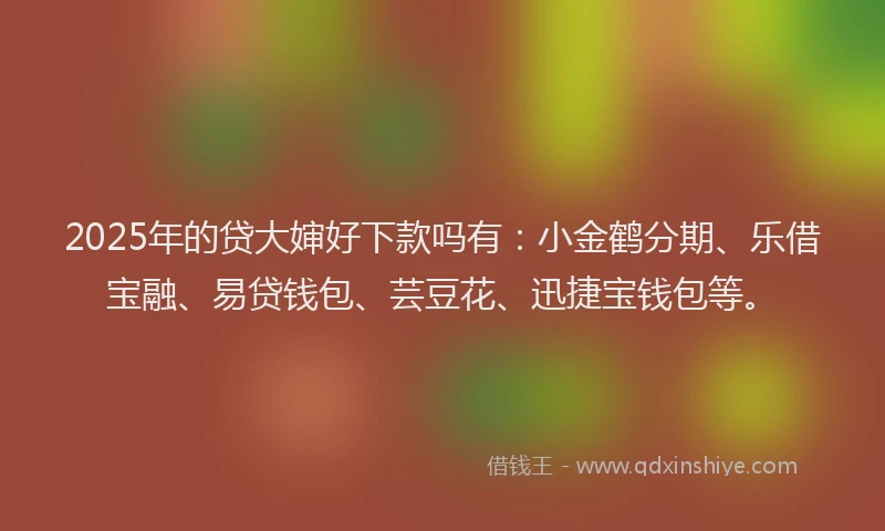 2025年的贷大婶好下款吗有：小金鹤分期、乐借宝融、易贷钱包、芸豆花、迅捷宝钱包等。