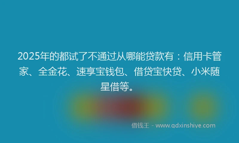 2025年的都试了不通过从哪能贷款有：信用卡管家、全金花、速享宝钱包、借贷宝快贷、小米随星借等。