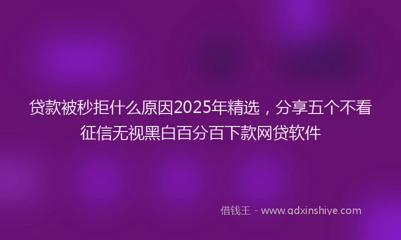 贷款被秒拒什么原因2025年精选，分享五个不看征信无视黑白百分百下款网贷软件