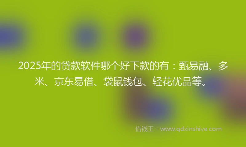2025年的贷款软件哪个好下款的有：甄易融、多米、京东易借、袋鼠钱包、轻花优品等。