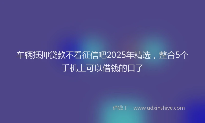 车辆抵押贷款不看征信吧2025年精选，整合5个手机上可以借钱的口子