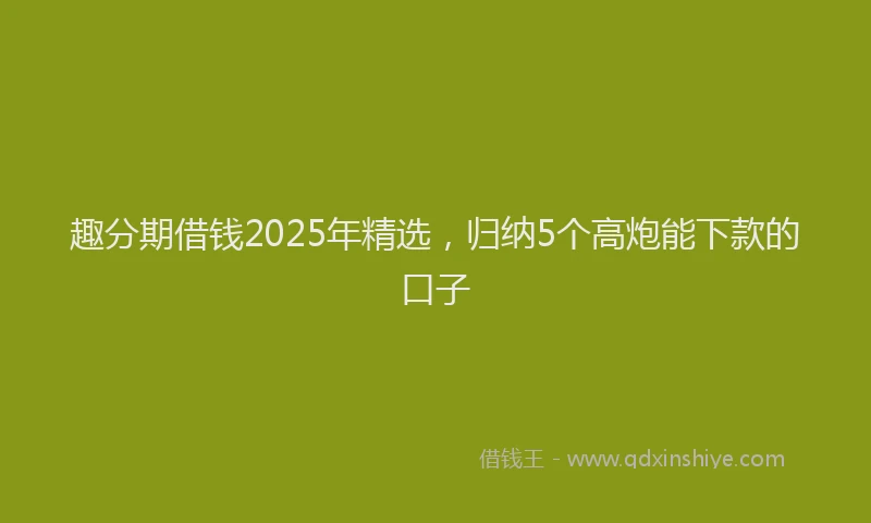 趣分期借钱2025年精选，归纳5个高炮能下款的口子