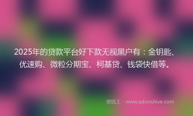 2025年的贷款平台好下款无视黑户有：金钥匙、优速购、微粒分期宝、柯基贷、钱袋快借等。