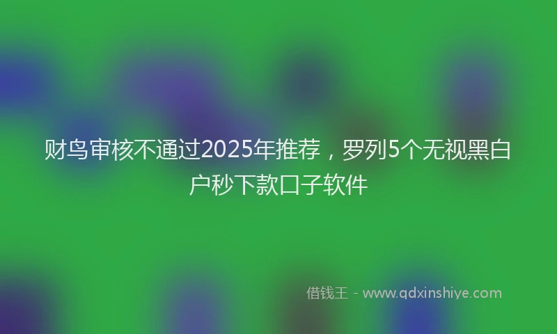 财鸟审核不通过2025年推荐，罗列5个无视黑白户秒下款口子软件