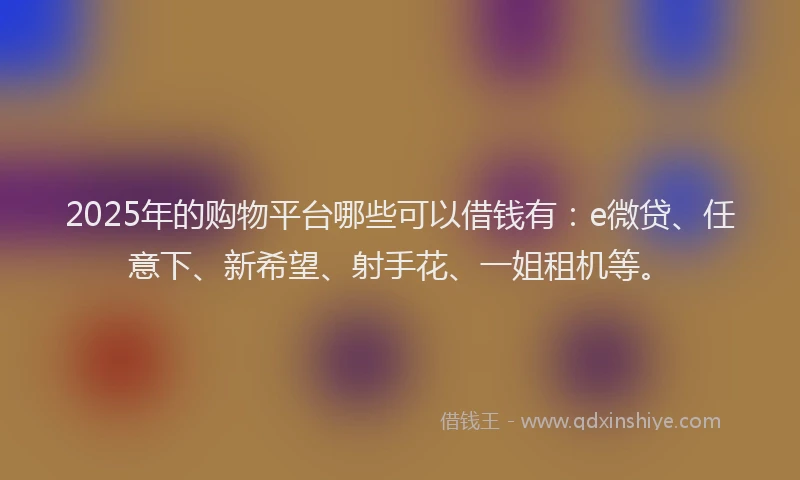 2025年的购物平台哪些可以借钱有：e微贷、任意下、新希望、射手花、一姐租机等。
