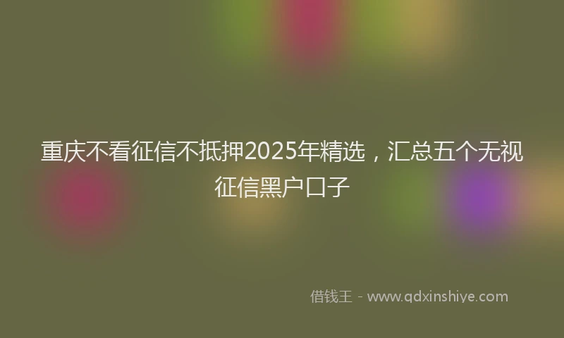 重庆不看征信不抵押2025年精选，汇总五个无视征信黑户口子