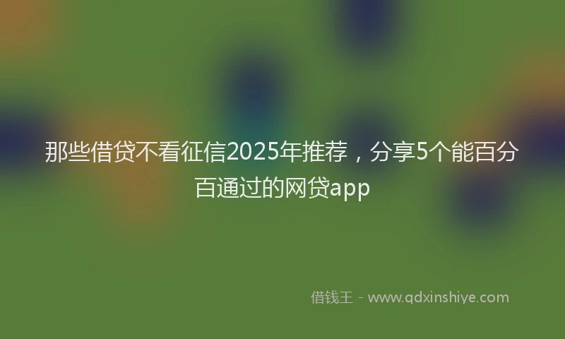 那些借贷不看征信2025年推荐，分享5个能百分百通过的网贷app