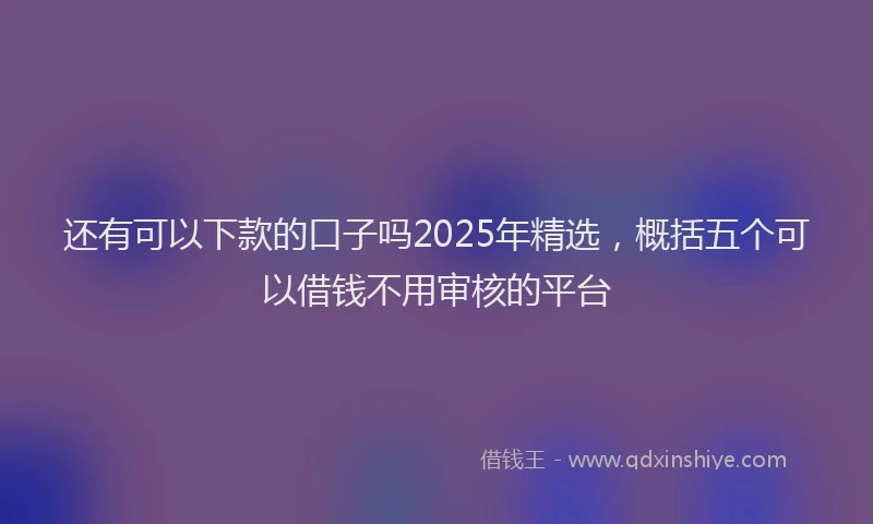 还有可以下款的口子吗2025年精选，概括五个可以借钱不用审核的平台