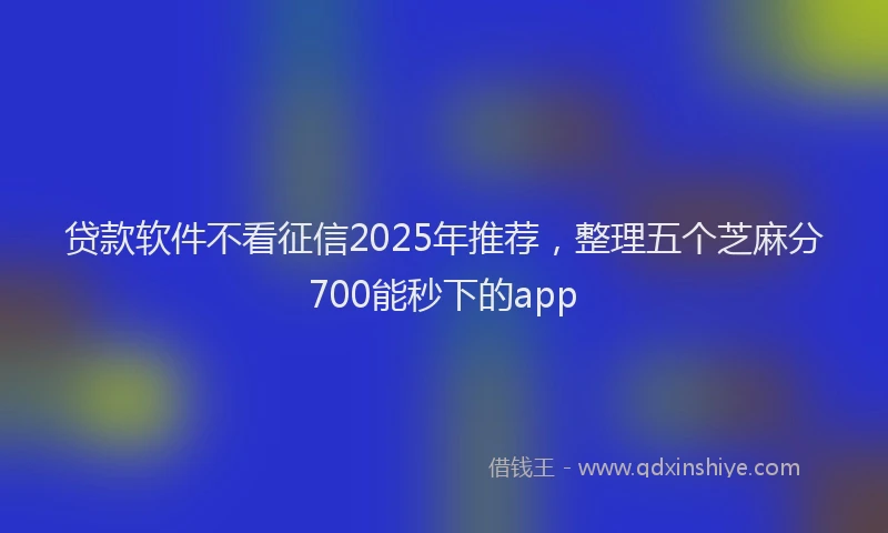 贷款软件不看征信2025年推荐，整理五个芝麻分700能秒下的app