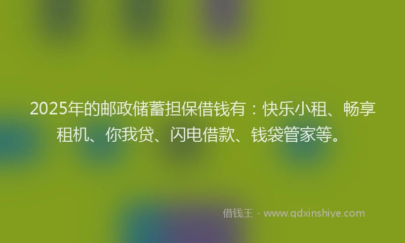 2025年的邮政储蓄担保借钱有：快乐小租、畅享租机、你我贷、闪电借款、钱袋管家等。